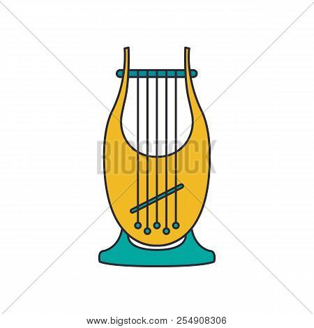 Kinor Harp Icon. Cartoon Kinor Harp Vector Icon For Web Design Isolated On White Background