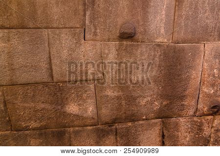 Details Of Masonry Of Coricancha, Famous Temple In The Inca Empire At Cuzco, Peru