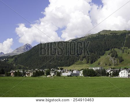 View Of The Beautiful Mountain Village Of Celerina