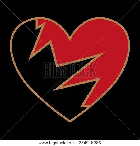 Broken Black Heart Icon Vector, Heartbreak Illustration