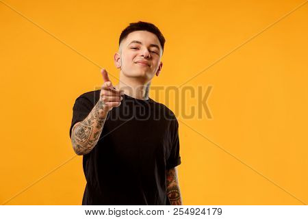 I Choose You And Order. Overbearing Businessman Point You, Want You, Half Length Closeup Portrait On