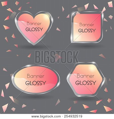 Set Of Vector Banner Glossy With Color Orange