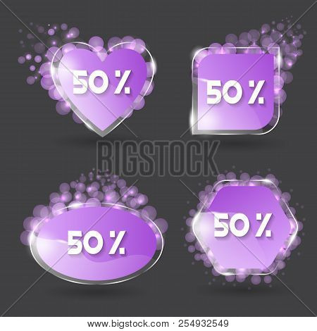 Set Of Vector Banner Glossy With Color Violet