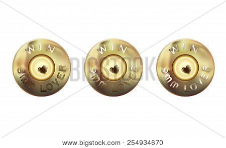 Caliber Of Weapon Bullets Icon. Lover Weapons 9 Mm. The Rim And Primer Mall-arms Cartridges, Base Ca