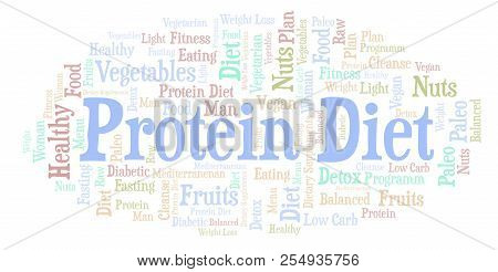 Protein Diet Word Cloud - Illustration Made With Text Only.