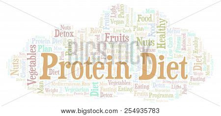 Protein Diet Word Cloud - Illustration Made With Text Only.