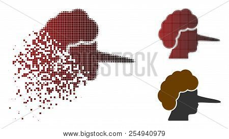 Lier Icon In Sparkle, Dotted Halftone And Undamaged Solid Versions. Fragments Are Grouped Into Vecto