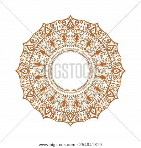 Happy Diwali Ornament Of Rangoli. High Detailed Illustrated Circle Mandala For Your Background. Vect