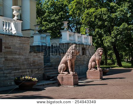 Near The Front Staircase Of The Kochubey Palace There Are Two Sculptures Of Lions From The Yellow Li