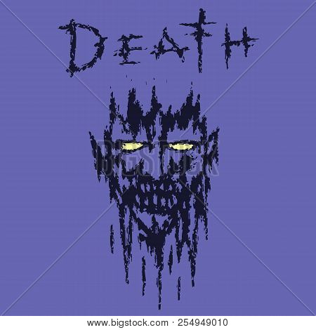 Demon Face Death. Genre Horror. Vector Illustration.