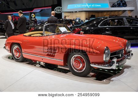 Geneva, Switzerland - March 6, 2018: Brabus Mercedes Benz 300 Sl Roadster Vintage Car Showcased At T