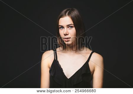 Portrait Of A Beautiful Young Caucasian Caucasian Woman 20 Years Old Model With Blue Eyes Natural Ma