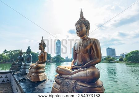 Colombo, Sri Lanka - March 24, 2016: Buddha Statues At Seema Malaka Temple In Colombo, Sri Lanka.