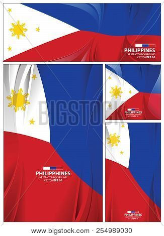 Philippines Flag Abstract Colors Background. Collection Banner Design. Brochure Vector Illustration.