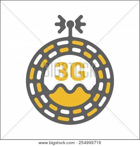 Unusual Flat 3g Logo Icon With Geometric Pattern. Rounded Signal Area, Waves, Antenna. Sewer Hatch S