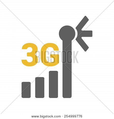 Flat 3g Logo With Mobile Signal Strength Indicator.