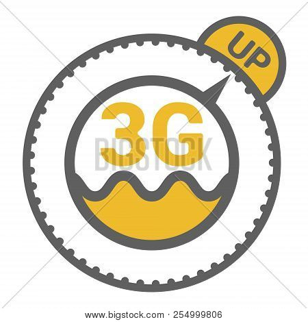 Flat 3g Logo With Speedometer Icon And Wave. Dashed Circle With Arrow And Up Word.