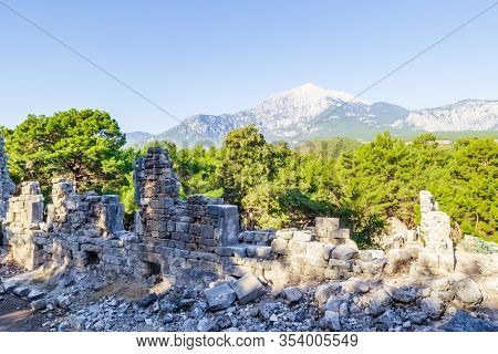 Landscape With Majestic Tahtali Dagi Mountains On Lician Way Tourist Path In Turkey