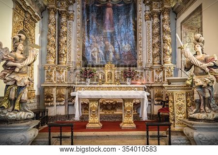 Architectural Detail Of The Interior Of The Chapel Of The Lord Of The Mareantes In Esposende, Portug