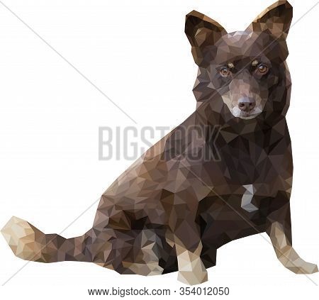 Vector Illustration,low Poly, Realistic, Dog On White Background