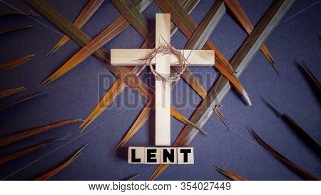 Lent Season,holy Week And Good Friday Concepts - Word Lent On Wooden Blocks