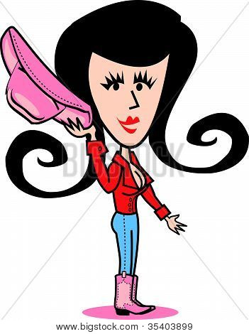 Cowgirl machając jej kowbojski kapelusz
