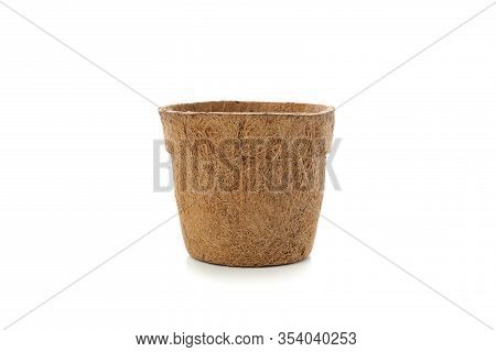 Empty Flower Pot Isolated On White Background