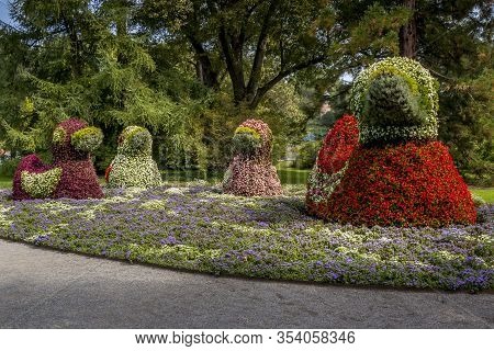 The Grounds Of Botanical Garden Of Mainau Island, The Inlet On Lake Constance