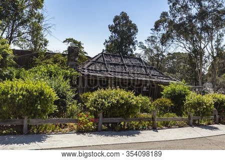 Orbost, Australia - December 20, 2019: View Of The Slab Hut, Built In 1872 As A Family Home With The