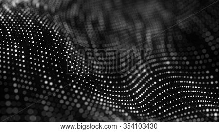Abstract Technology Background. Big Data Visualization. Digital Dynamic Wave. 3d Rendering.