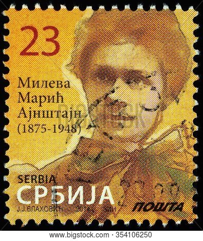 Moscow, Russia - February 26, 2020: Stamp Printed In Serbia, Shows Mileva Maric-einstein (1875-1948)