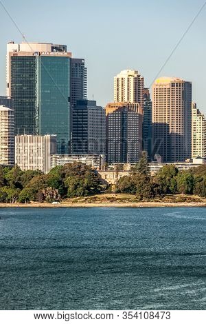 Sydney, Australia - December 11, 2009: Skyline Centered Around Axa And Shangrila Hotel Towers Behind