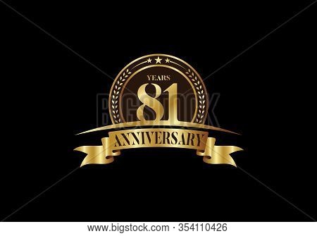81th Years Anniversary Logo Template, Vector Design Birthday Celebration, Golden Anniversary Emblem 