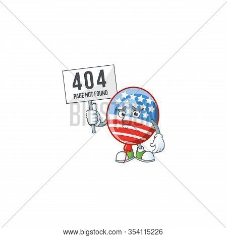 Cheerless Face Usa Stripes Balloon Mascot Style Design Raised Up A Board