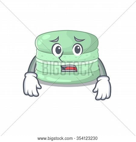 A Picture Of Pistachio Macaron Having An Afraid Face