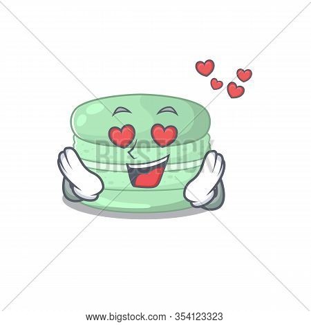 Romantic Falling In Love Pistachio Macaron Cartoon Character Concept