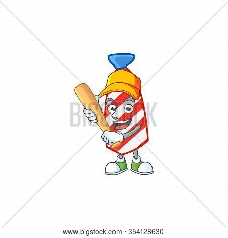 An Active Healthy Usa Stripes Tie Mascot Design Style Playing Baseball