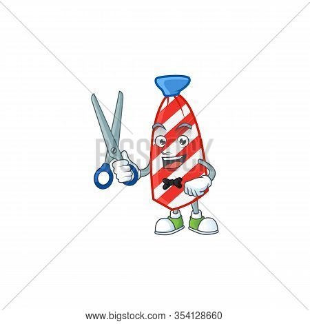 Happy Smiling Barber Usa Stripes Tie Mascot Design Style