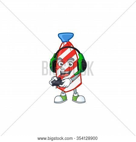 Usa Stripes Tie Cartoon Picture Play A Game With Headphone And Controller
