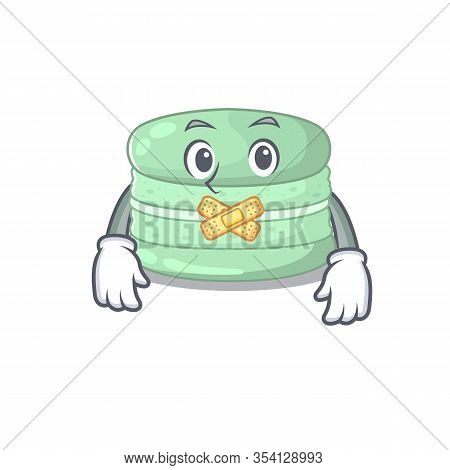 Cartoon Character Design Pistachio Macaron Making A Silent Gesture