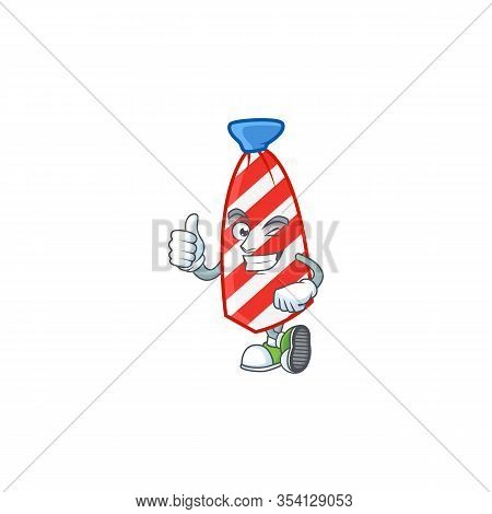 A Mascot Icon Of Usa Stripes Tie Making Thumbs Up Gesture