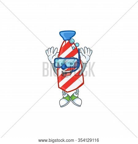 A Mascot Icon Of Usa Stripes Tie Wearing Diving Glasses