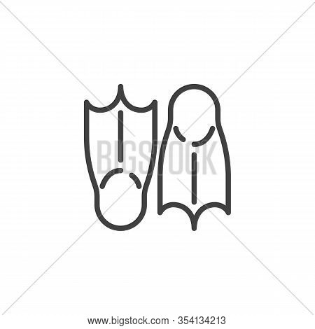 Pair Of Flippers Line Icon. Linear Style Sign For Mobile Concept And Web Design. Swim Flippers Outli