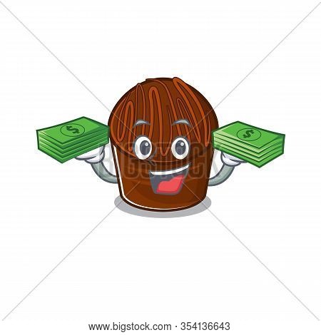 Cool Rich Chocolate Candy Character Having Money On Hands
