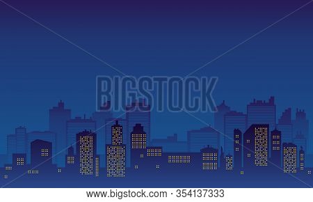 Panorama Of The City With Buildings Skycraper.