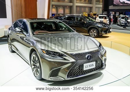 Bangkok, Thailand - November 28, 2019 : New Lexus Ls500h Luxury Car Display On Stage At Motor Expo 3