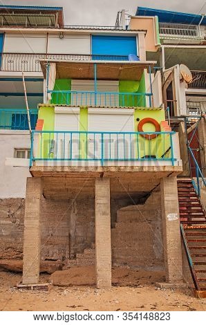 9 October 2019, Kacha, Sevastopol, Russia. Abandoned Slums At The Seashore. Empty Sea Beach