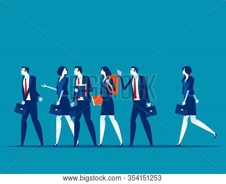 Group Business People Go To Work. Concept Business Meeting Vector Illustration, Professional, Collea
