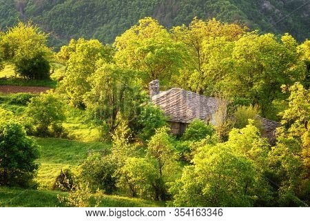 Spring Is Coming... Amazing Spring View With A Little Village In Rhodopi Mountains, Bulgaria. Magnif