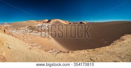 Wide Panorama Of Huge Dune In Moon Valley